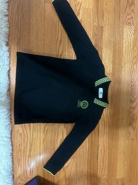 Authentic Young Versace Kids 4A Black Medusa Greek Key Shirt Designer